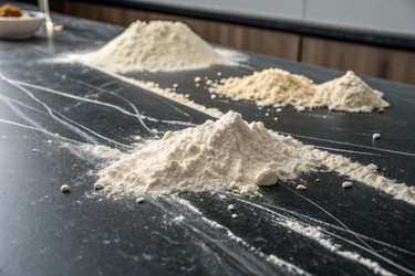 Различные сорта муки, разложенные на кухонной столешнице для приготовления выпечки - RomanZ