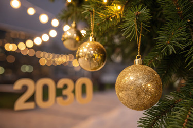 Праздничное торжество с золотыми украшениями и ярким настроением на 2030 год - RomanZ
