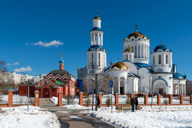 Церковь Сергия Радонежского в Бибирево и Церковь Собора Московских Святых в Бибирево зимним днем. Москва - kostya6969