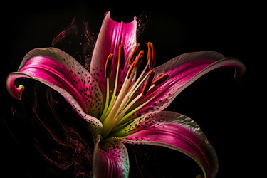 Розовая лилия на черном фоне. Лето натуральное. Генерировать искусственный интеллект - yliv