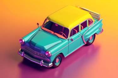 Ретро-автомобиль в изометрическом стиле. Игрушка-транспортное средство. Генерировать искусственный интеллект - yliv
