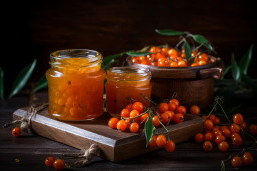 Пищевой продукт с облепиховым джемом. Натуральный десерт. Генерировать искусственный интеллект - yliv