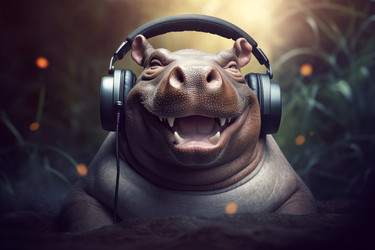 Наушники Happy hippo. Опасное млекопитающее. Генерировать искусственный интеллект - yliv
