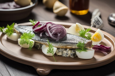 Блюдо из голландской сельди. Еда свежая закуска. Генерировать искусственный интеллект - yliv