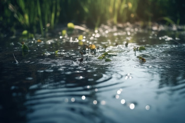 Плеск спокойной воды в пруду. Глубокая фотография. Генерировать искусственный интеллект - yliv