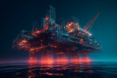 Платформа газовой буровой установки. Океан энергии. Генерировать искусственный интеллект - yliv