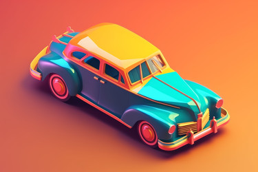 Ретро-автомобиль - транспортное средство изометрическое. Старая игрушка. Генерировать искусственный интеллект - yliv