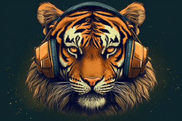 Наушники Tiger. Музыкальная голова животного. Генерировать искусственный интеллект - yliv