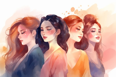 Женская групповая акварель. Генерировать искусственный интеллект - yliv