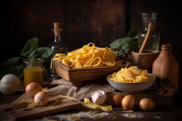 Домашний стол макароны. Шеф-повар кулинария. Создать ИИ - yliv