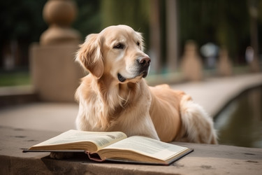 Собака-ретривер читает книгу. Генерировать искусственный интеллект - yliv