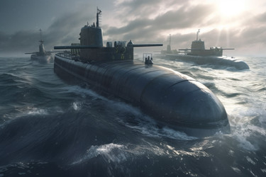 Шторм подводной войны на море. Металлическая защита. Генерировать искусственный интеллект - yliv
