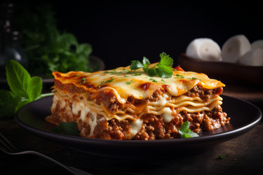 Блюдо из лазаньи с говядиной и сыром. Еда мясная. Генерировать искусственный интеллект - yliv