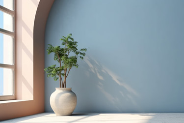 Фон в горшке с растениями на окне дома. Настольное изделие. Генерировать искусственный интеллект - yliv