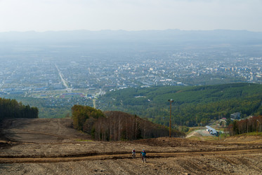 Вид с горнолыжного комплекса «Горный воздух». Сахалин. View of the ski complex "Gorny Vozduh". Sakhalin. (marka) - marka