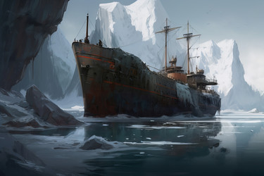 Корабль-айсберг из снега. Круиз по Антарктике. Генерировать искусственный интеллект - yliv
