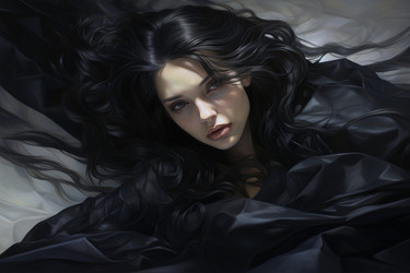 Женщина, одетая в черное. Непринужденное положение. Генерировать искусственный интеллект - yliv