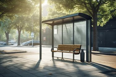 Автобусная остановка в парке. Дизайн платы. Генерировать искусственный интеллект - yliv