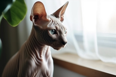 Милый кот-сфинкс. Котенку весело в помещении. Генерировать искусственный интеллект - yliv