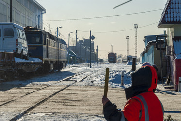 ЖД переезд. Дежурная. Вокзал. Railway crossing. The duty officer. Railway station. Сахалин. Sakhalin. (marka) - marka