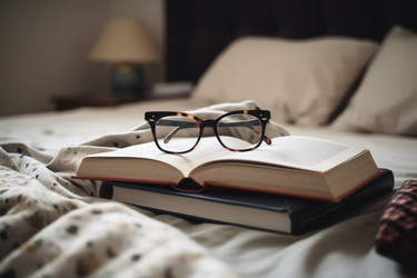 Кровать с книгами в твердом переплете. Генерировать искусственный интеллект - yliv