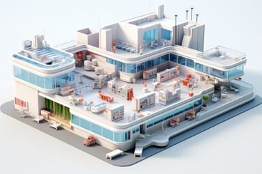 3d-иллюстрация больницы. Современное здравоохранение. Генерировать искусственный интеллект - yliv