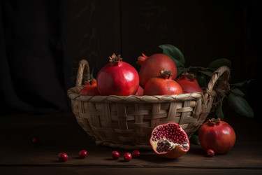 Корзинка с гранатами. Сладкий, спелый, вкусный. Генерировать искусственный интеллект - yliv