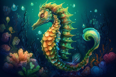 Морской конек под водой. Пляж Коралловой лошади. Генерировать искусственный интеллект - yliv