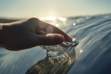 Рука с текущей водой. Естественная река. Генерировать искусственный интеллект - yliv