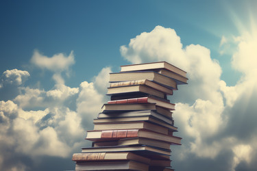 Книжная образовательная стопка-лестница. Омрачает успех. Генерировать искусственный интеллект - yliv