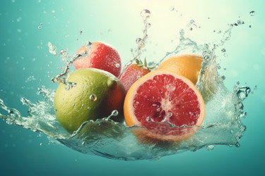 Фрукты брызгают водой. Генерировать искусственный интеллект - yliv