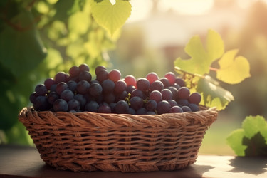Еда в плетеной корзине из винограда. Сладкий органический продукт. Генерировать искусственный интеллект - yliv