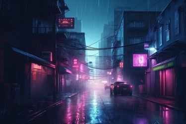 Городская неоновая аллея. Ночь темная. Генерировать искусственный интеллект - yliv