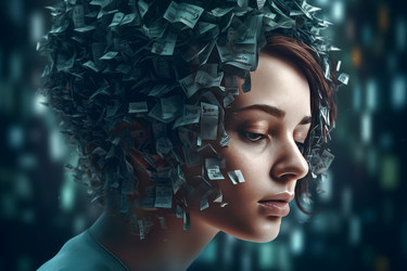 Письма девушки текут по голове. Генерировать искусственный интеллект - yliv