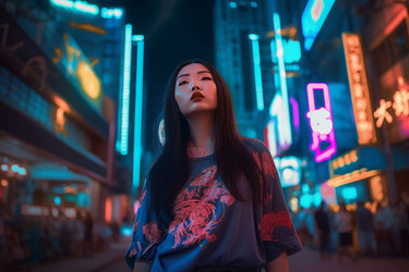Неоновая китаянка. генерировать искусственный интеллект - yliv