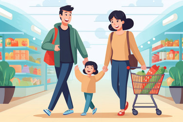 Иллюстрация покупок родителями ребенка. Генерировать искусственный интеллект - yliv