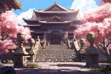 Аниме-визуальная новелла Asian temple tower. Парковая культура. Генерировать искусственный интеллект - yliv