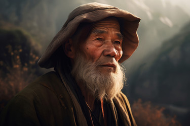 Старик-китаец. Счастливый пожилой человек. Генерировать искусственный интеллект - yliv