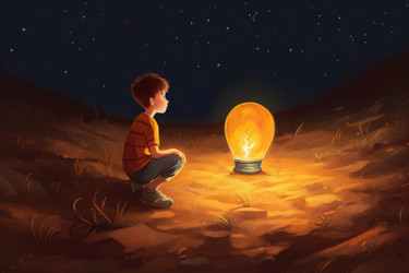 Мальчик-лампочка, светящаяся ночью. Генерировать искусственный интеллект - yliv