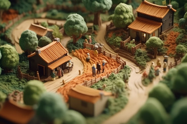 Маленькая китайская деревушка. Путешествие по лесу. Генерировать искусственный интеллект - yliv