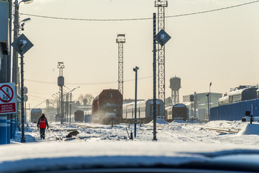 ЖД переезд. Дежурная. Вокзал. Railway crossing. The duty officer. Railway station. Сахалин. Sakhalin. (marka) - marka