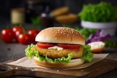 Бургер из свежего фаст-фуда. Вкусное меню. Генерировать искусственный интеллект - yliv