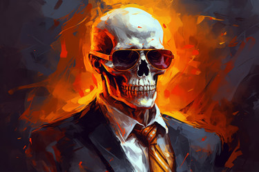 Деловой костюм Skull fire арт. Генерировать искусственный интеллект - yliv
