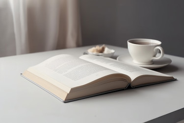 Открытая книжная чашка. Просмотреть верхнее чтение. Генерировать искусственный интеллект - yliv
