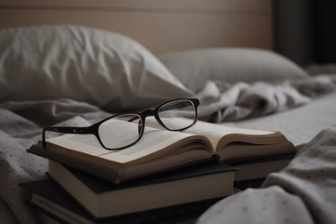 Книги в твердом переплете для чтения перед сном. Страница из учебника. Генерировать искусственный интеллект - yliv