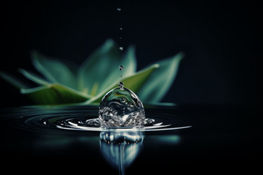Капли воды падают на черно-зеленое растение. Генерировать искусственный интеллект - yliv