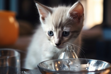 Котенок пьет воду. Симпатичная кошечка. Генерировать искусственный интеллект - yliv