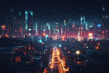 Ночные огни города. Скайлайн-стрит. Генерировать искусственный интеллект - yliv
