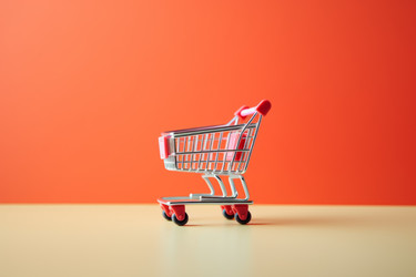 Миниатюрный продукт в корзине для покупок. Полная коробка. Создать ИИ - yliv