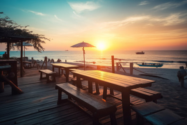Пляжный бар sunset на открытом воздухе. Генерировать искусственный интеллект - yliv